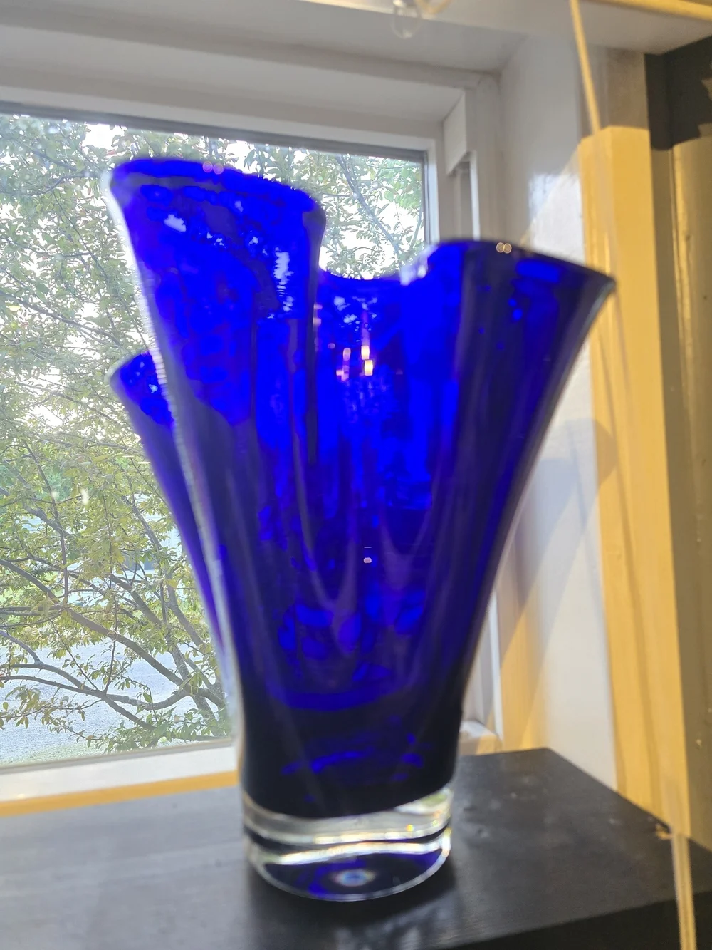 Cobalt Blue Hand-Blown Glass Vase - Decorative Home Accent